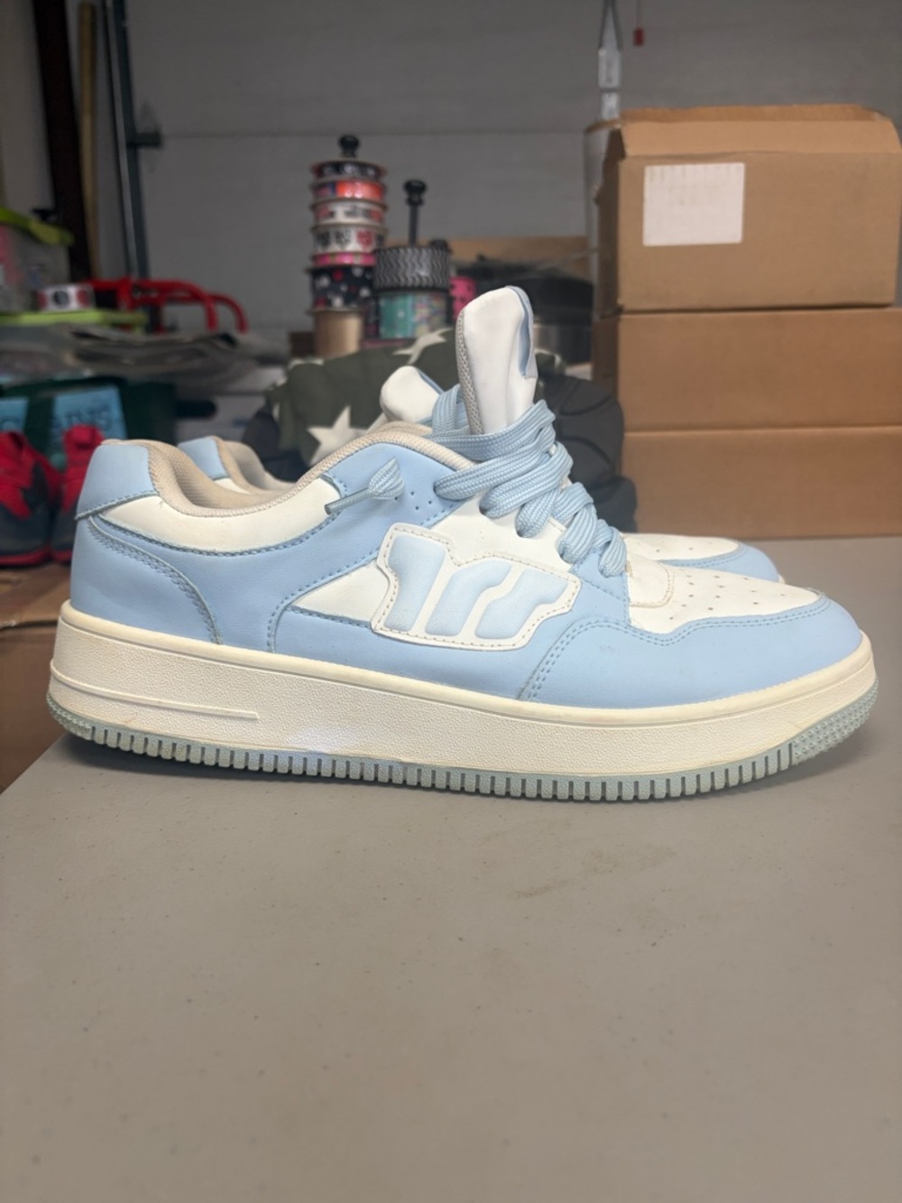 Men's Athletic Sneakers in Light Blue and White